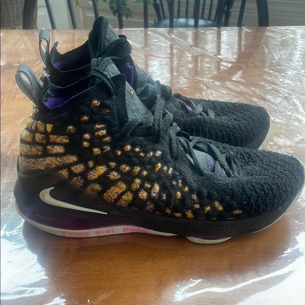 NIKE LeBron 17 Black and Gold High-Top Sneakers